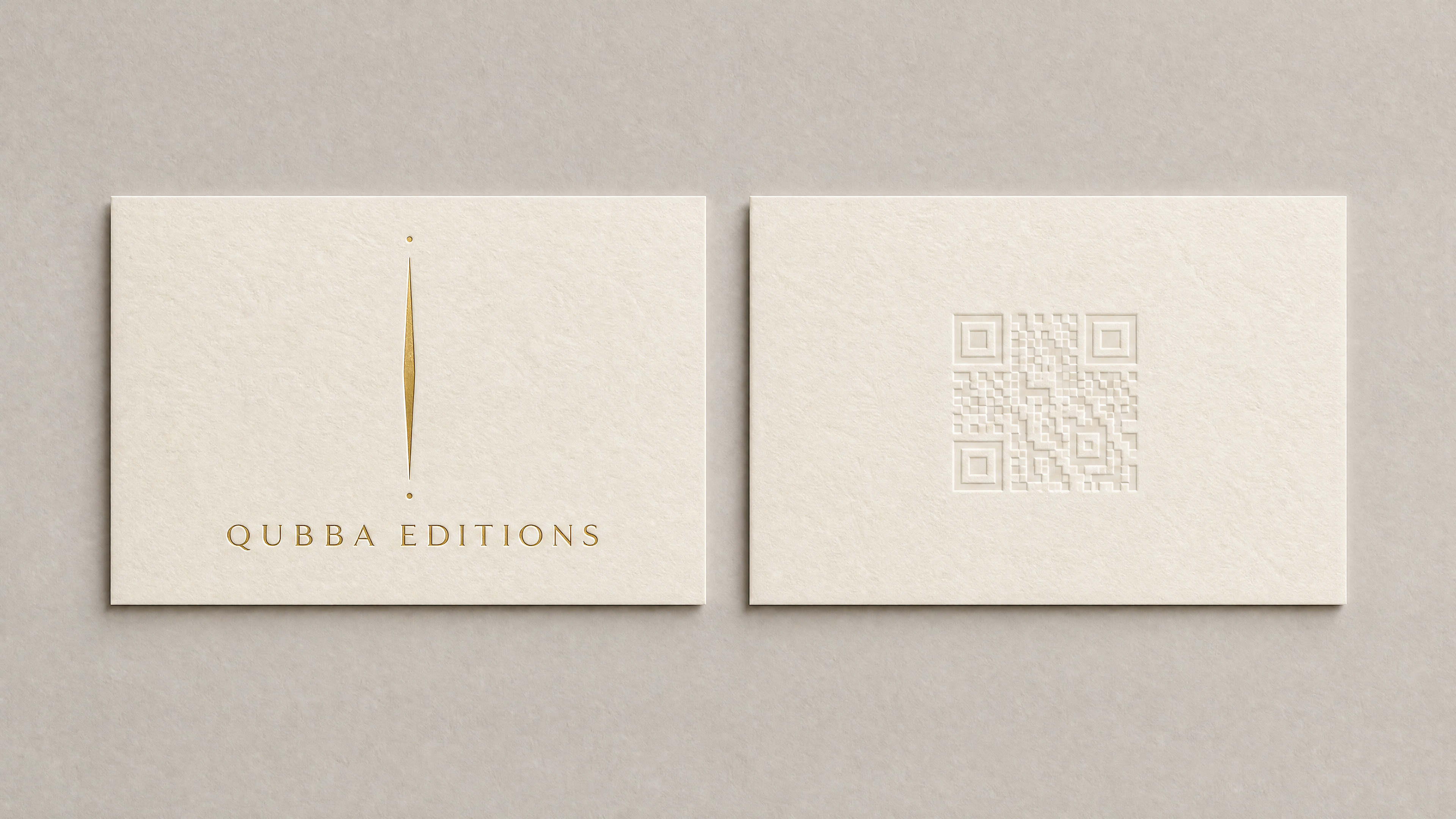 Qubba Editions embossed ivory and gold stationery